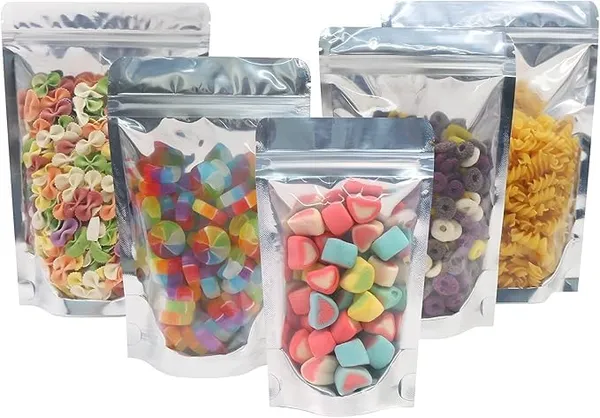 CLassiC_Eco_Friendly_Bags_Waterproof,_Leakproof,_Airtight_Multi-Purpose_Storage_with_Top_Notch_|_Reusable_Zip_Lock_Stand_Up_Pouches_|_Silver_(50,_100_Grams)