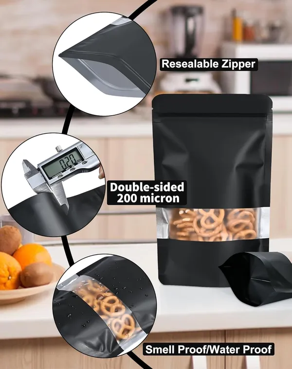 Classic_Eco_Friendly_Bags_Waterproof,_Leakproof,_Airtight_Multipurpose_Storage_With_Top_Notch_|_Reusable_Zip_Lock_Stand_Up_Pouches_|_Black_(20,_250_Grams)