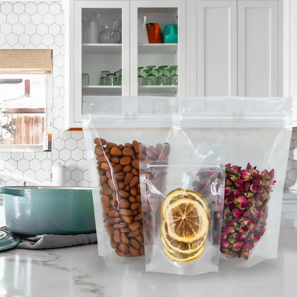 Dny_Waterproof,_Leakproof,_Airtight_Multi-Purpose_Storage_With_Top_Notch_|_Reusable_Zip_Lock_Stand_Up_Pouches_|_Silver_&_Transparent_(20,_250_Grams)