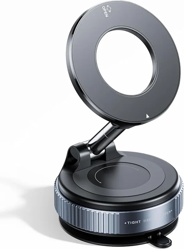 DNY_Magnetic_Car_Phone_Holder_with_Ultra_Vacuum_Suction_Cup_&_360_Rotation_|_Mobile_Mount_for_Car_Dashboard_Mirror_Desk_Gym_&_Smooth_Surfaces_(Black)