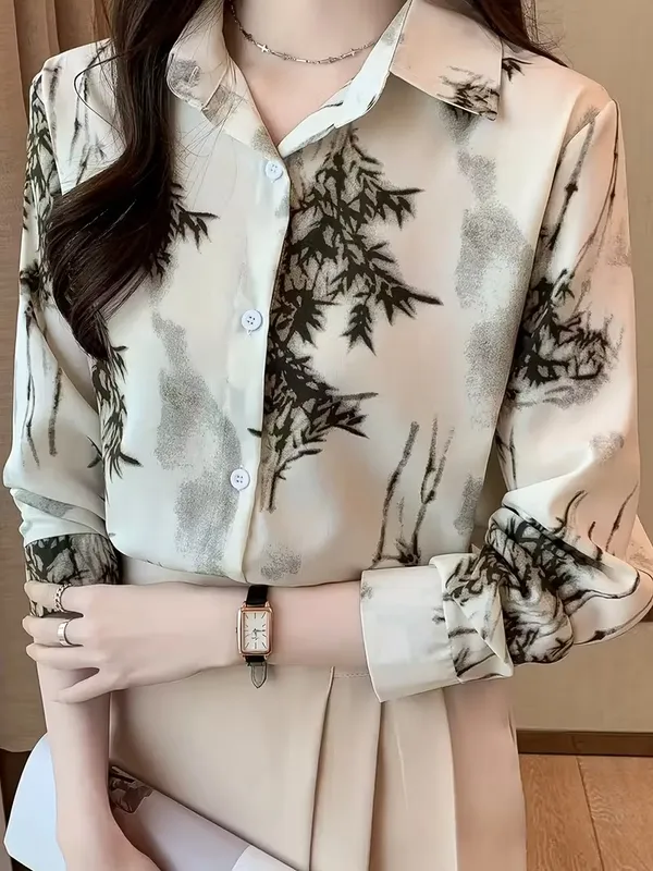 Cream_Elegant_Printed_Satin_Shirt_for_Women