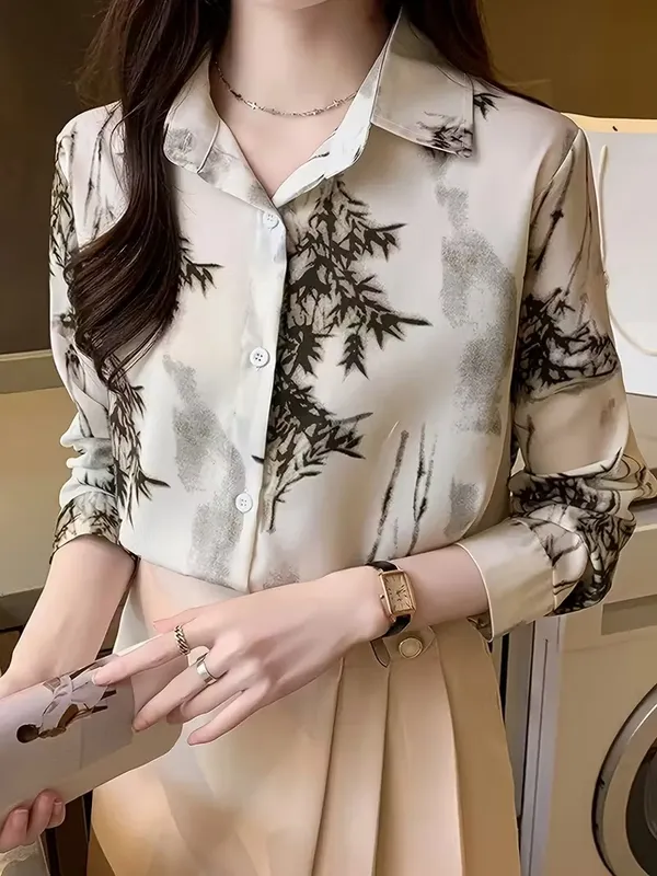 Cream_Elegant_Printed_Satin_Shirt_for_Women