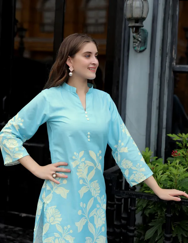 Aqua_Floral_Printed__Rayon_Slub_Co-ord_Set_Kurta_Top-Bottom_for_Women