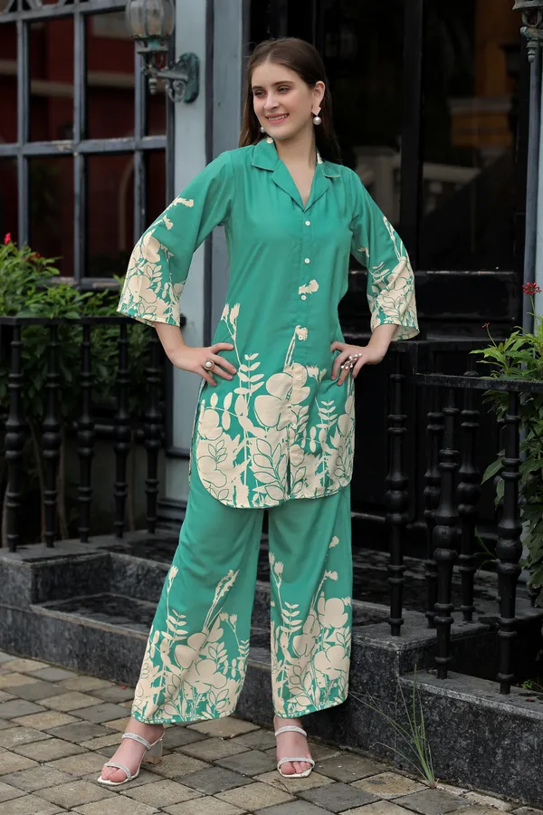 Rama_Printed_Lapel_Collar_Neck_Top_With_Trousers_Co-Ords_For_Women