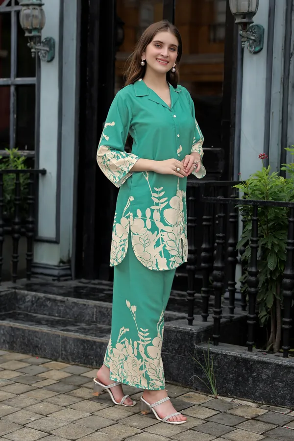 Rama_Printed_Lapel_Collar_Neck_Top_With_Trousers_Co-Ords_For_Women