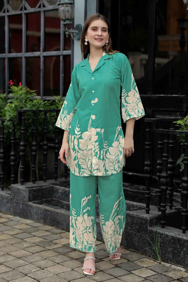 Rama_Printed_Lapel_Collar_Neck_Top_With_Trousers_Co-Ords_For_Women