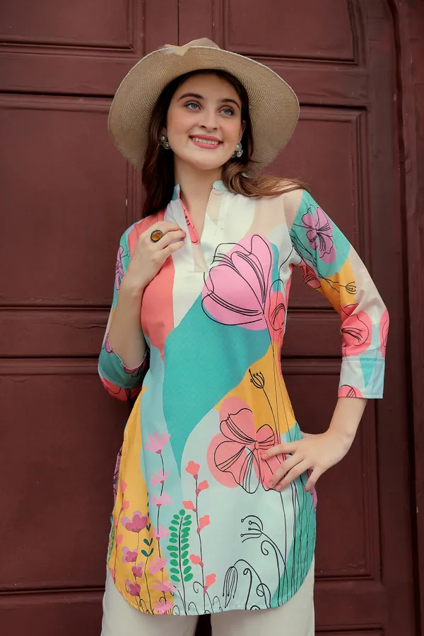 Stylish_Multicolor_Floral_Printed_Rayon_Kurti_Casual_&_Office_Wear_for_Women