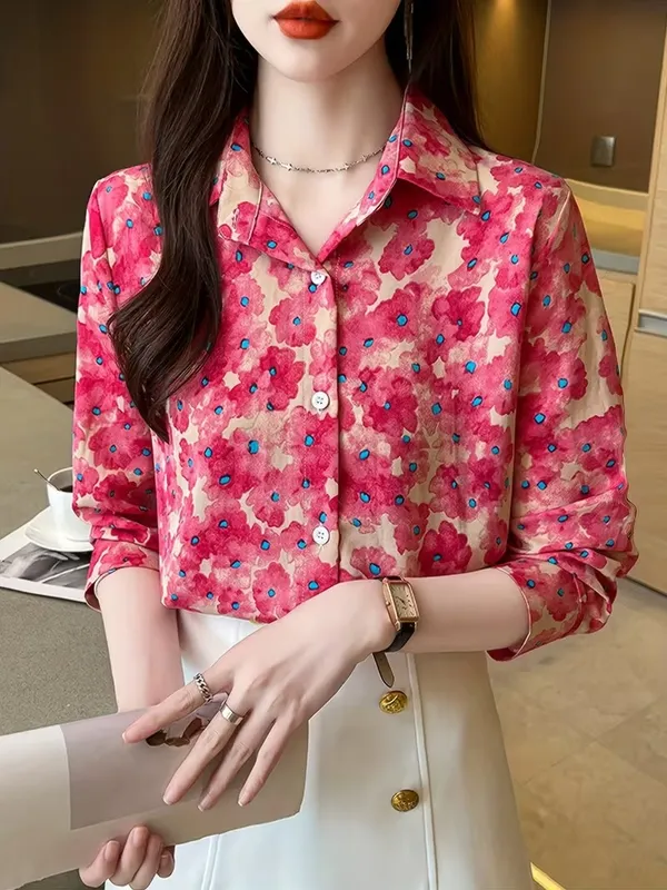 Trendy_Floral_Printed_Button-Down_Shirt_for_Women_|_Elegant_Casual_Office_Wear_Top_|_Spring_Summer_Fashion_Blouse”