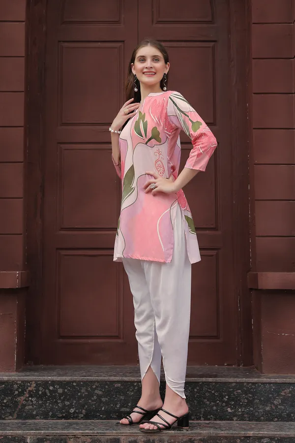 Trendy_Pink_Floral_Printed_Co-ord_Set_Stylish_Rayon_Two-Piece_Outfit_For_Women