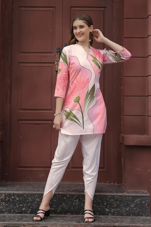 Trendy_Pink_Floral_Printed_Co-ord_Set_Stylish_Rayon_Two-Piece_Outfit_For_Women