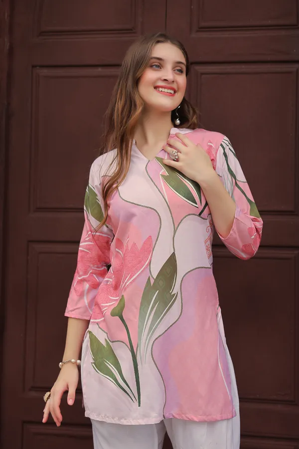 Trendy_Pink_Floral_Printed_Co-ord_Set_Stylish_Rayon_Two-Piece_Outfit_For_Women