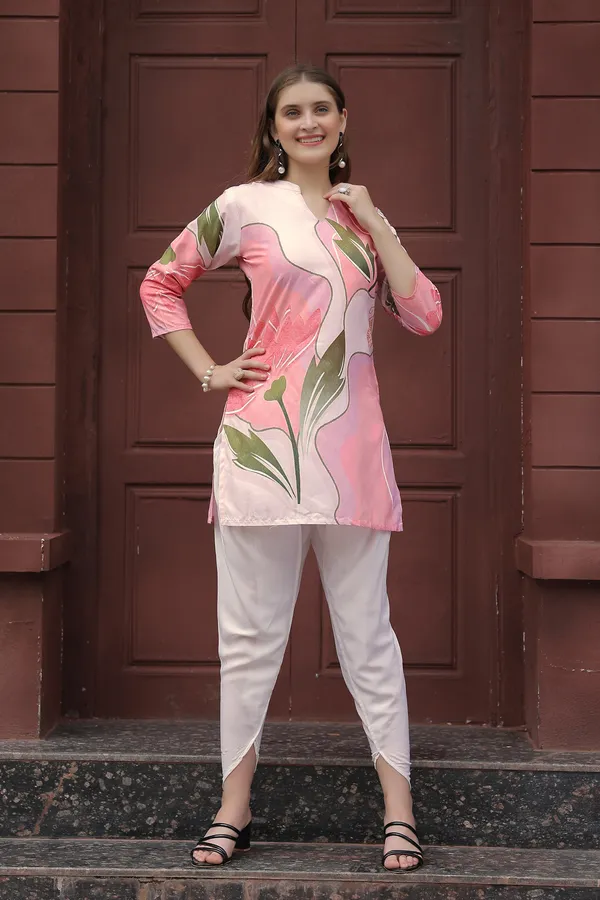 Trendy_Pink_Floral_Printed_Co-ord_Set_Stylish_Rayon_Two-Piece_Outfit_For_Women