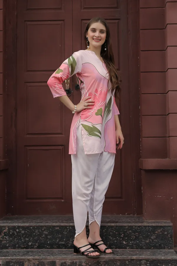 Trendy_Pink_Floral_Printed_Co-ord_Set_Stylish_Rayon_Two-Piece_Outfit_For_Women