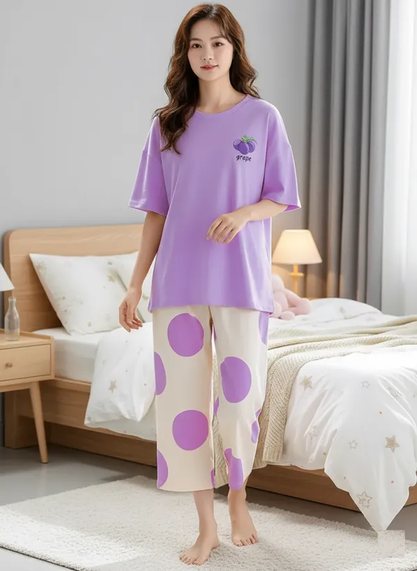 Purple_&_Cream_Printed_Night_Suit_Set__Grape_Design_For_Women