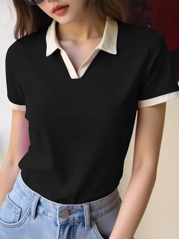 Women's_Black_Contrast_Collar_Top
