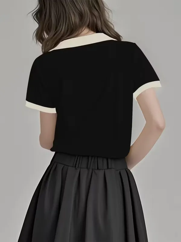 Women's_Black_Contrast_Collar_Top