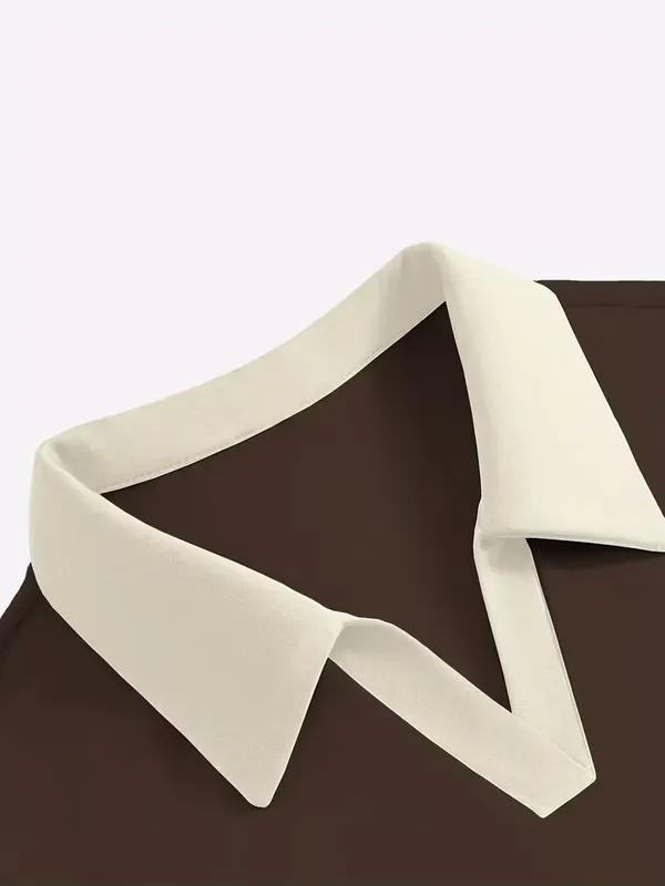 Women's_Contrast_Collar_Brown_Top