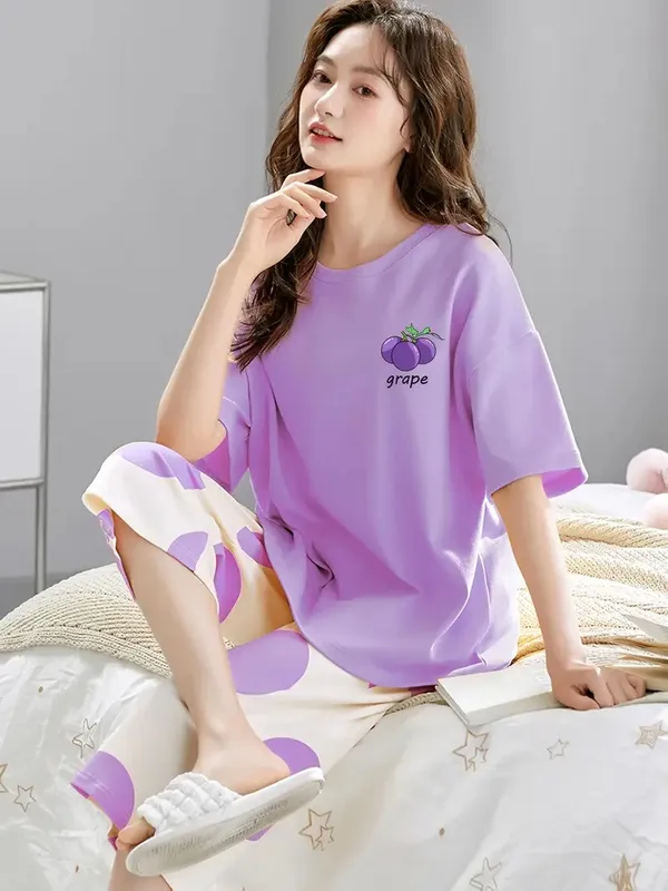 Purple_&_Cream_Printed_Night_Suit_Set__Grape_Design_For_Women
