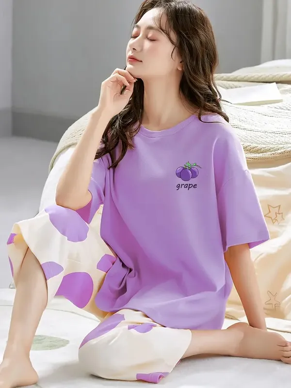 Purple_&_Cream_Printed_Night_Suit_Set__Grape_Design_For_Women