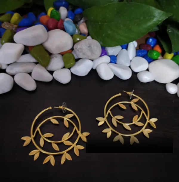 Gold_Platting_-_Hoops_-_Leaf_Brass_Earrings