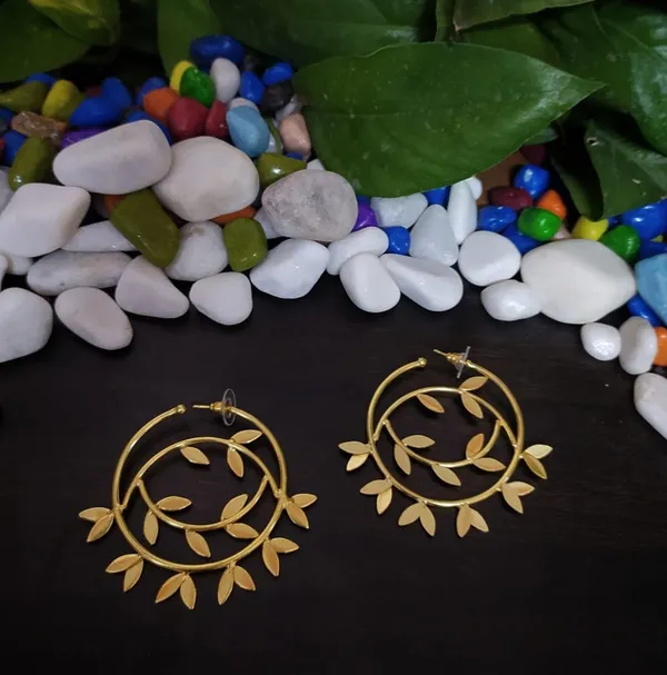 Gold_Platting_-_Hoops_-_Leaf_Brass_Earrings