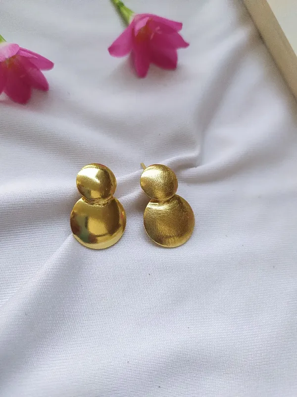 Gold_Platting_-_Double_round_Studs_-__Hand_made_Brass_Earrings_for_women