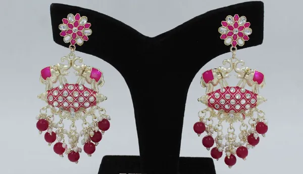 Dark_Pink_Meenakari_Elephant_Earrings_For_Women