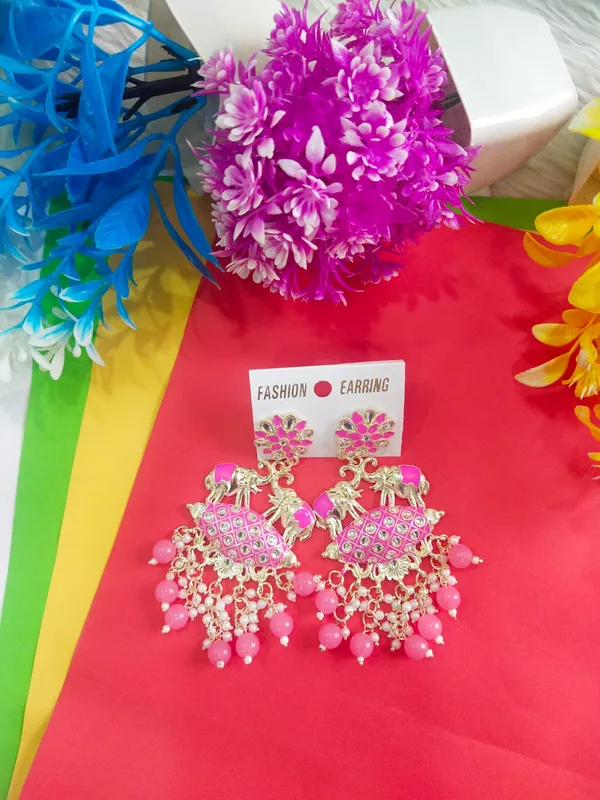 Light_Pink_Meenakari_Elephant_Earrings_For_Women