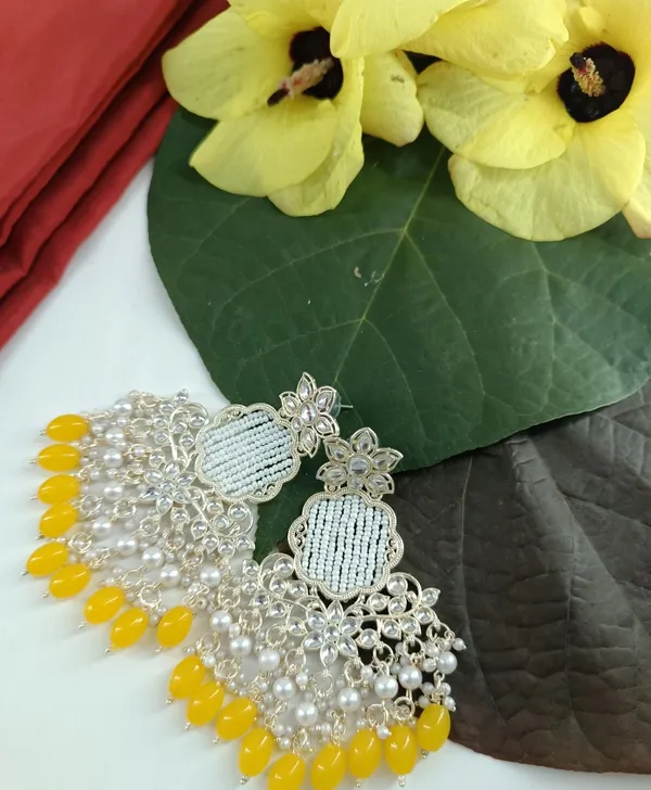 Yellow_Shreya_Kundan_Earrings_For_Women