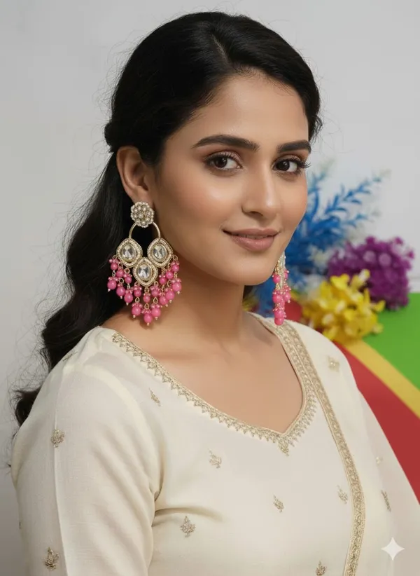 Seher_Luxurious_Kundan_Layered_pink_Chandbalis