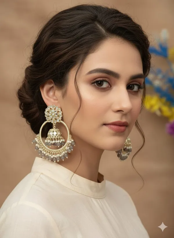 Shaheen_Luxurious_Kundan_Layered__Grey_Chandbalis