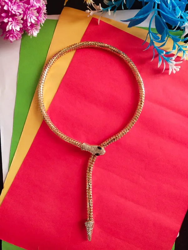 Stone_Studded_Snake_Textured_with_Magnetic_Closure_necklace