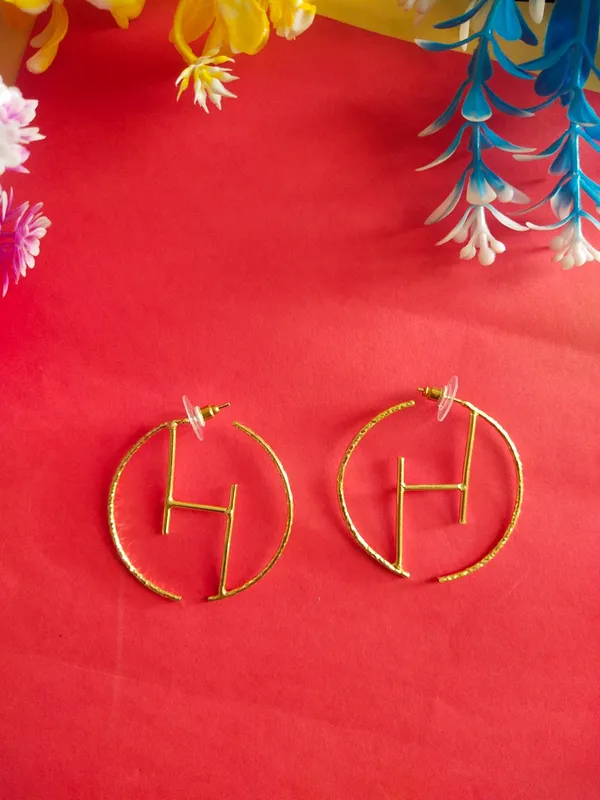 Gold_Platting_-_Hoops_-_Leaf_Brass_Earrings