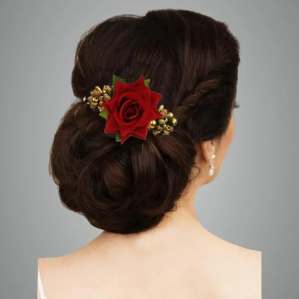 Red_Rose_Comb_Slide_Hair_Pin_For_Women_&_Girls