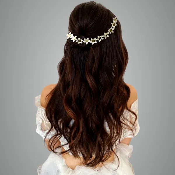 Elegant_Pearl_Flower_Headpiece_With_Golden_Round_Mirror_Adornments_And_Secure_Hook_Attachment_For_Bridal_And_Special_Occasions