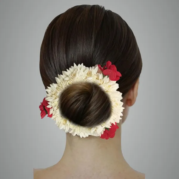 Red_Mogra_Gajra_With_Rose_Artificial_Flowers_Scrunchies_Rubber_Band