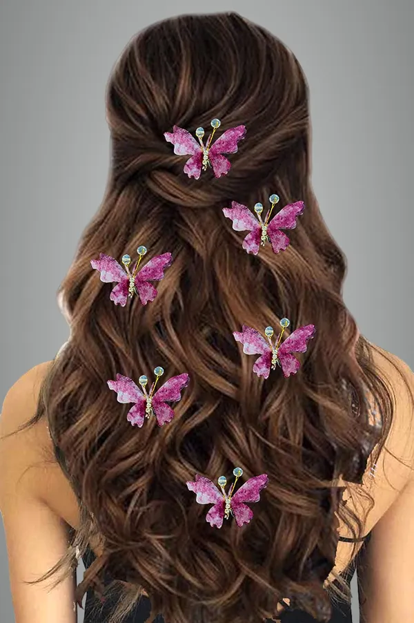 Pack_Of_6_Maroon_Artificial_Butterfly_Hair_Pin_For_And_Women_Pins