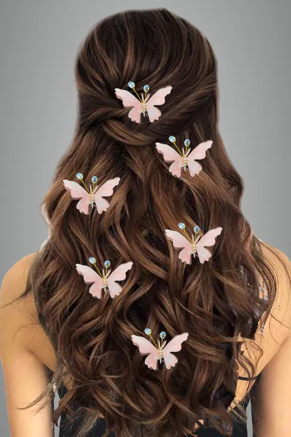 Pack_Of_6_Peach_Artificial_Butterfly_Hair_Pin_For_And_Women_Pins