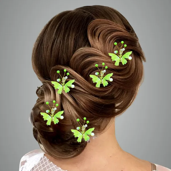 Pack_Of_5_Light_Green_Butterfly_With_Shiny_Pearl_Hair_Pin_Accessories_For_Women