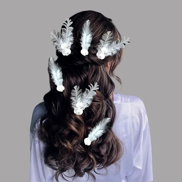 Discover_Our_Elegant_Feather_Hair_Clips:_Stylish,_Comfortable,_And_Adorned_With_Seashells_And_Pearlsï¿½Ï¿½Ï¿½Ï¿½Ï¿½Ï¿½Ï¿½Ï¿½Ï¿½Perfect_For_Any_Occasion!_Versatile_Pack_Of_6_Includes_Unique_Single_And_Double_Designs