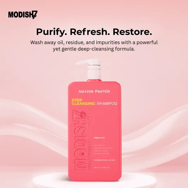 Modish7_Deep_Cleansing_Shampoo_Professional_Ph_Balancer_3381_Fl_Oz_Pink_1000Ml_For_Professional_Use_Only