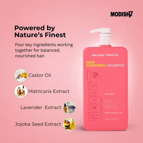 Modish7_Deep_Cleansing_Shampoo_Professional_Ph_Balancer_3381_Fl_Oz_Pink_1000Ml_For_Professional_Use_Only