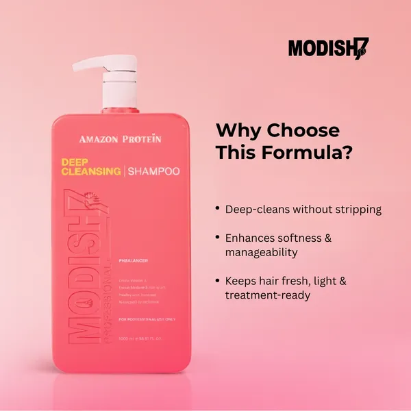 Modish7_Deep_Cleansing_Shampoo_Professional_Ph_Balancer_3381_Fl_Oz_Pink_1000Ml_For_Professional_Use_Only