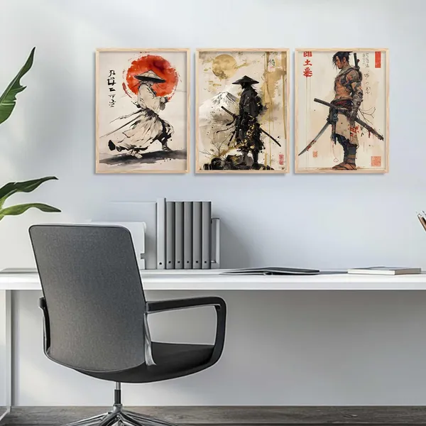 Multicolor_Aesthetic_Samurai_Characters_Posters_With_Frames_Japanese_Art_Poster_For_Bedroom_Living_Room_Gaming_Room_Wall_Decor_(Set_Of_3)_(13_X_17_Inch)