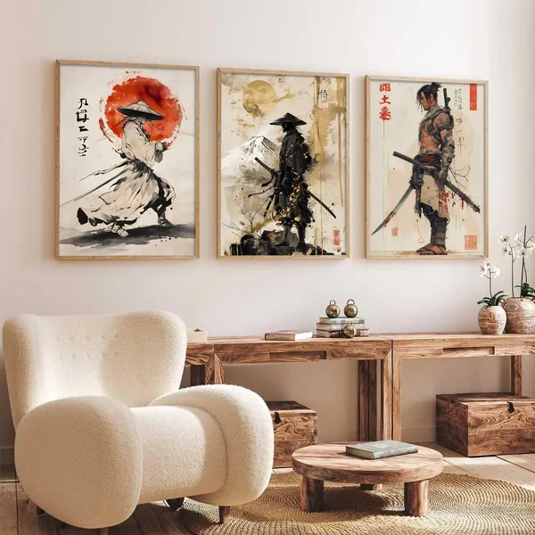 Multicolor_Aesthetic_Samurai_Characters_Posters_With_Frames_Japanese_Art_Poster_For_Bedroom_Living_Room_Gaming_Room_Wall_Decor_(Set_Of_3)_(13_X_17_Inch)