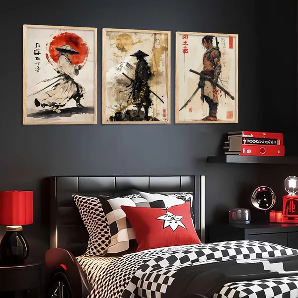 Multicolor_Aesthetic_Samurai_Characters_Posters_With_Frames_Japanese_Art_Poster_For_Bedroom_Living_Room_Gaming_Room_Wall_Decor_(Set_Of_3)_(13_X_17_Inch)