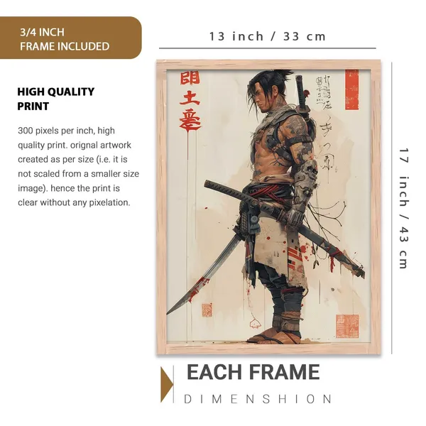Multicolor_Aesthetic_Samurai_Characters_Posters_With_Frames_Japanese_Art_Poster_For_Bedroom_Living_Room_Gaming_Room_Wall_Decor_(Set_Of_3)_(13_X_17_Inch)