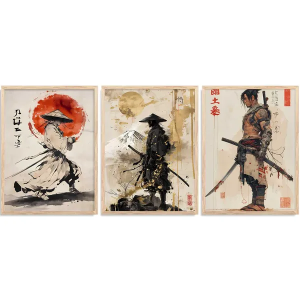 Multicolor_Aesthetic_Samurai_Characters_Posters_With_Frames_Japanese_Art_Poster_For_Bedroom_Living_Room_Gaming_Room_Wall_Decor_(Set_Of_3)_(13_X_17_Inch)