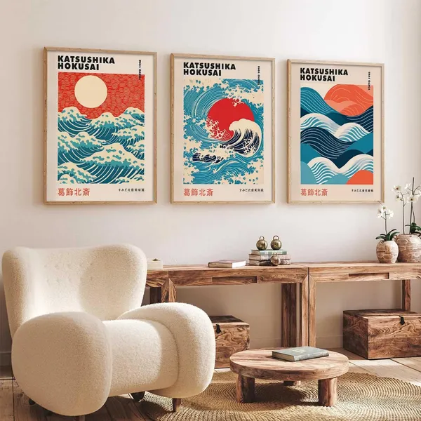 Multicolor_Waves_And_Sun_Wall_Posters_Aesthetic_Posters_With_Frames_For_Living_Room_Bedroom_Gaming_Room_Studio_Wall_Decor_(Set_Of_3)_(13_X_17_Inch)