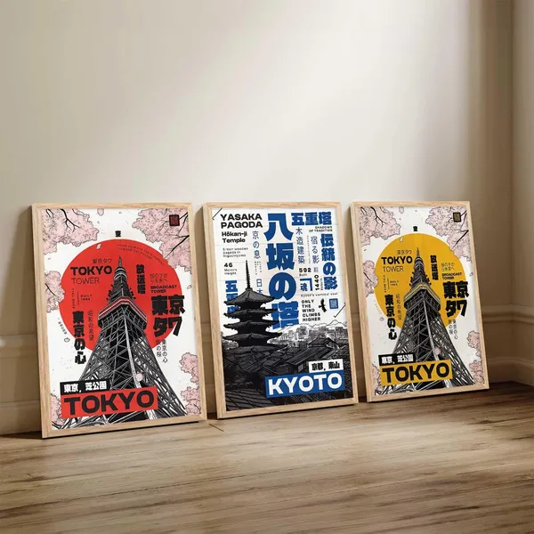 Multicolor_Japanese_Cities_Posters_For_Living_Room_Bedroom_Gaming_Room_(Set_Of_3)_(13_X_17_Inch)
